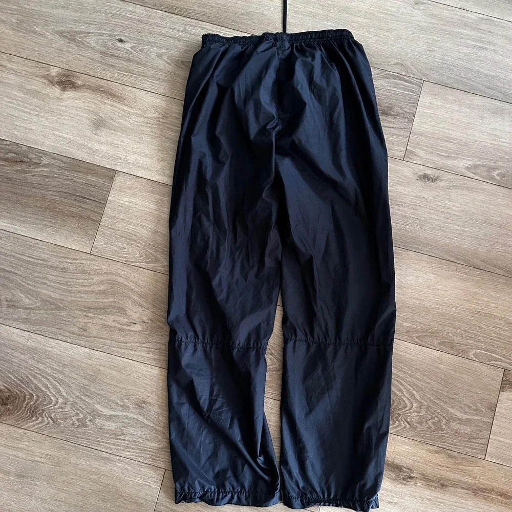 Nike Mens Windbreaker Track Pants Black Swoosh Logo Ankle Zip Medium